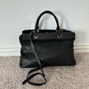BOTTEGA VENETA vintage Handbag black Leather Sewn with  Gold Hardware